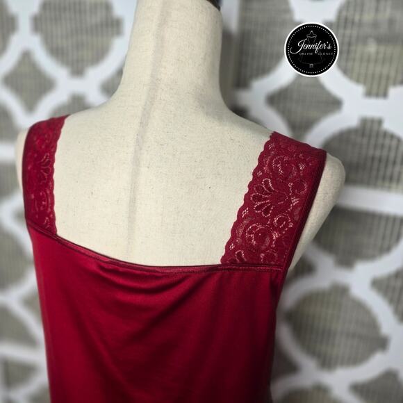 Cinema Etoile Vintage Red Lace Camisole Tank Top Size Large - Picture 7 of 12